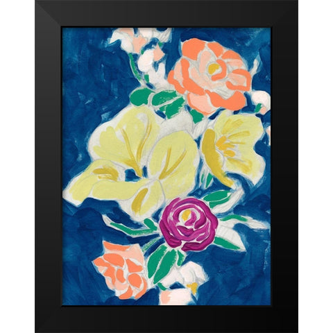 Paintbox Floral II Black Modern Wood Framed Art Print by Vess, June Erica