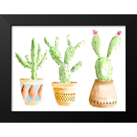 Patterned Pots I Black Modern Wood Framed Art Print by Moore, Regina