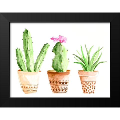 Patterned Pots II Black Modern Wood Framed Art Print by Moore, Regina
