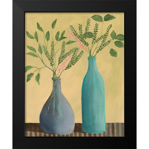 Bottle Vignette I Black Modern Wood Framed Art Print by Moore, Regina