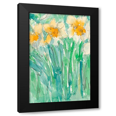 Daffodils Stems I Black Modern Wood Framed Art Print with Double Matting by Dixon, Samuel