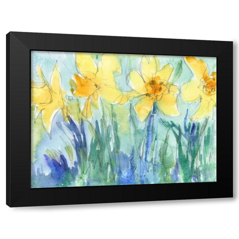 Daffodil Blooms II Black Modern Wood Framed Art Print by Dixon, Samuel
