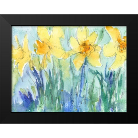 Daffodil Blooms II Black Modern Wood Framed Art Print by Dixon, Samuel