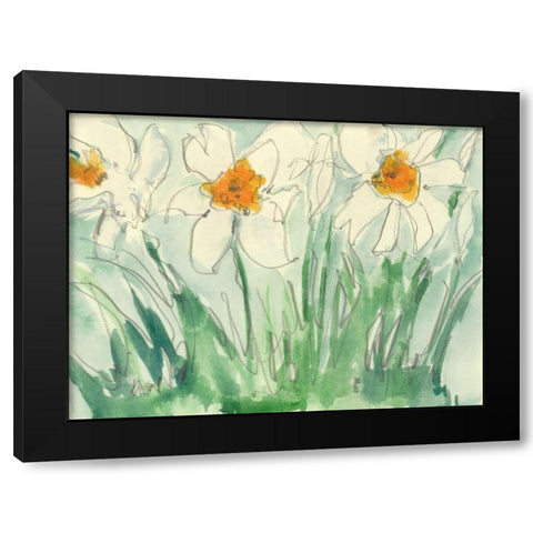 Daffodils Orange and White I Black Modern Wood Framed Art Print by Dixon, Samuel