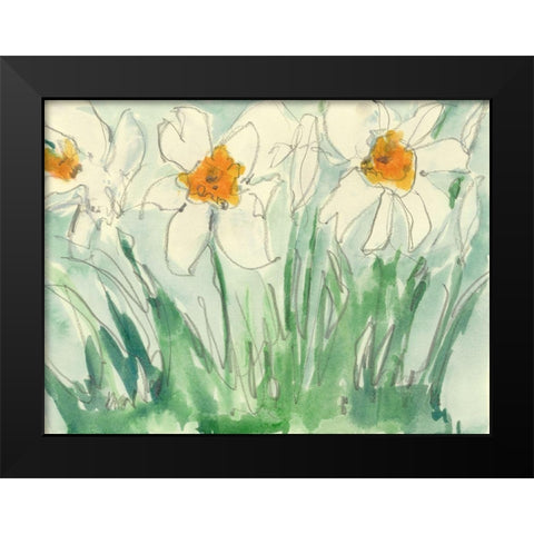 Daffodils Orange and White I Black Modern Wood Framed Art Print by Dixon, Samuel