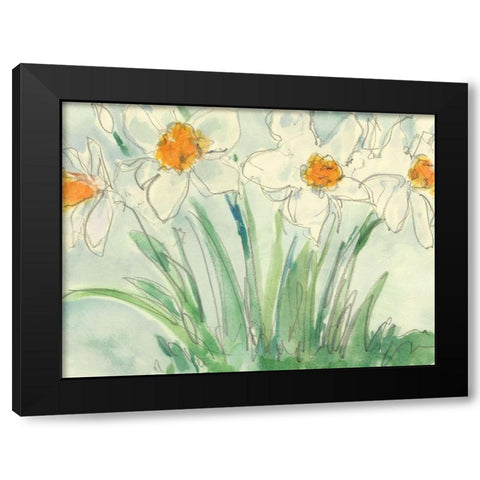 Daffodils Orange and White II Black Modern Wood Framed Art Print by Dixon, Samuel