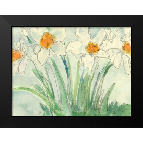 Daffodils Orange and White II Black Modern Wood Framed Art Print by Dixon, Samuel