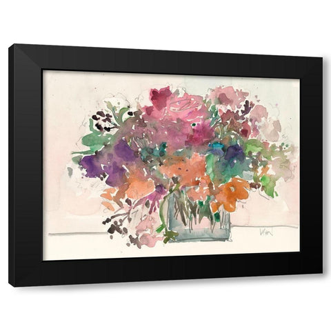 Mix Flowers II Black Modern Wood Framed Art Print by Dixon, Samuel