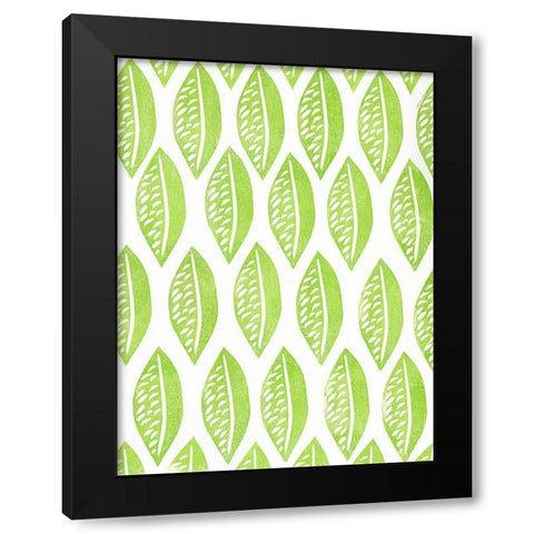 Lino Leaf I Black Modern Wood Framed Art Print with Double Matting by Moore, Regina