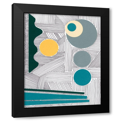 Lines and Shapes III Black Modern Wood Framed Art Print by Moore, Regina