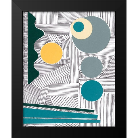Lines and Shapes III Black Modern Wood Framed Art Print by Moore, Regina