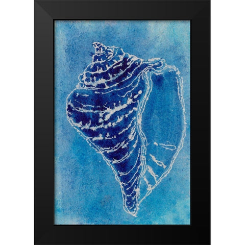 Cerulean Shells I Black Modern Wood Framed Art Print by Moore, Regina