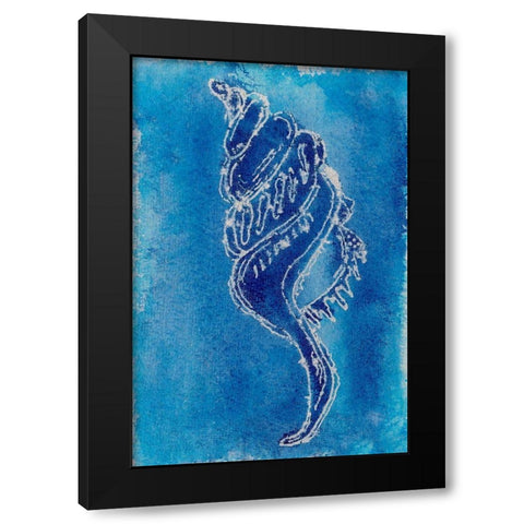 Cerulean Shells IV Black Modern Wood Framed Art Print by Moore, Regina