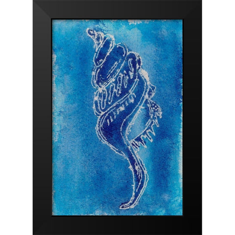 Cerulean Shells IV Black Modern Wood Framed Art Print by Moore, Regina