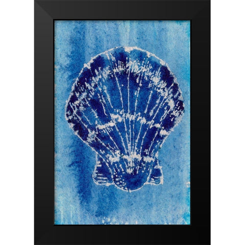 Cerulean Shells VI Black Modern Wood Framed Art Print by Moore, Regina