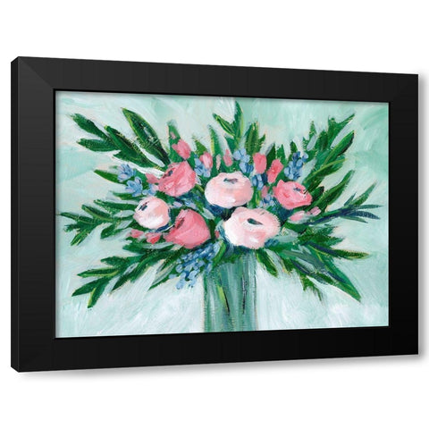 Pink Rosette Bouquet I Black Modern Wood Framed Art Print with Double Matting by Moore, Regina
