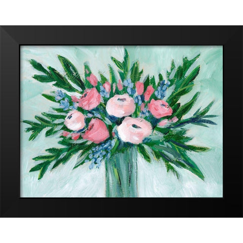 Pink Rosette Bouquet I Black Modern Wood Framed Art Print by Moore, Regina