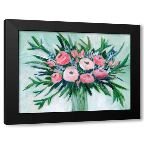 Pink Rosette Bouquet II Black Modern Wood Framed Art Print by Moore, Regina