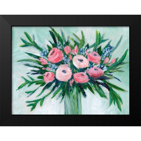 Pink Rosette Bouquet II Black Modern Wood Framed Art Print by Moore, Regina