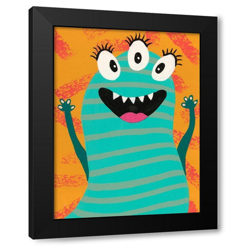 Happy Creatures V Black Modern Wood Framed Art Print by Moore, Regina