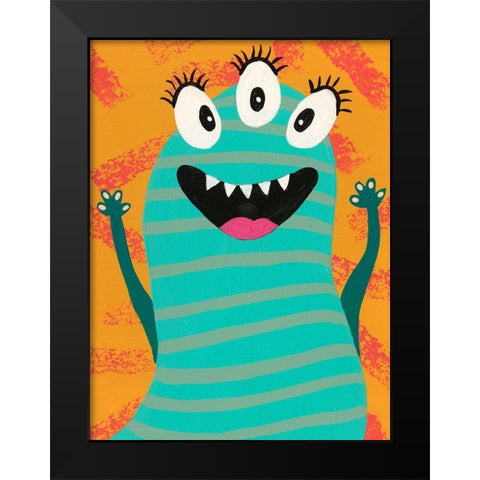 Happy Creatures V Black Modern Wood Framed Art Print by Moore, Regina