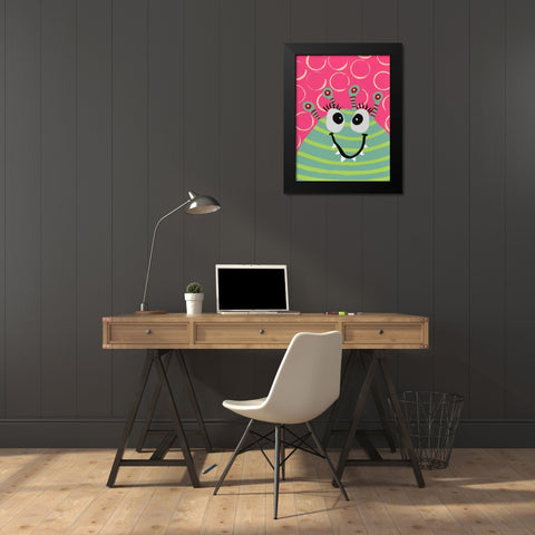 Happy Creatures VII Black Modern Wood Framed Art Print by Moore, Regina