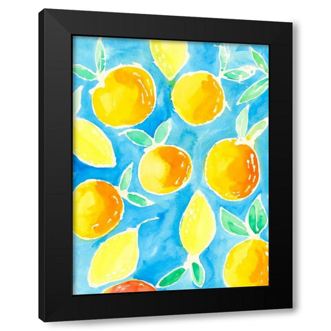 Summer Citrus I Black Modern Wood Framed Art Print with Double Matting by Moore, Regina