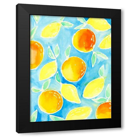 Summer Citrus II Black Modern Wood Framed Art Print by Moore, Regina