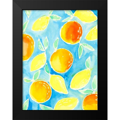 Summer Citrus II Black Modern Wood Framed Art Print by Moore, Regina