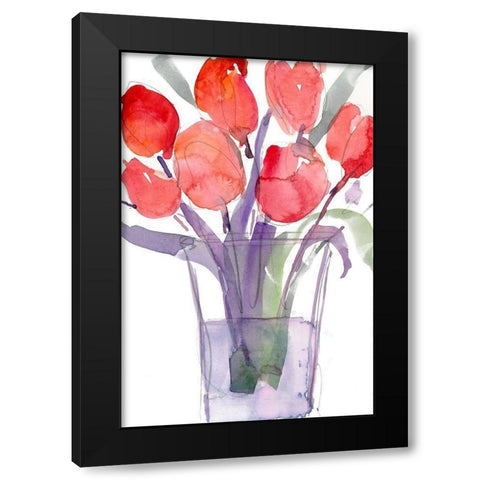 My Red Tulips I Black Modern Wood Framed Art Print with Double Matting by Dixon, Samuel