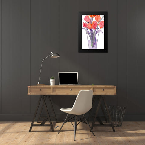 My Red Tulips II Black Modern Wood Framed Art Print by Dixon, Samuel
