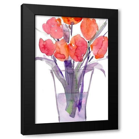 My Red Tulips II Black Modern Wood Framed Art Print with Double Matting by Dixon, Samuel