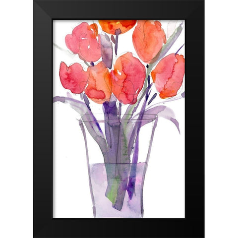 My Red Tulips II Black Modern Wood Framed Art Print by Dixon, Samuel