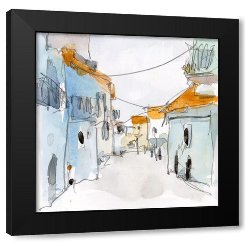 Along the Spanish Sidewalk II Black Modern Wood Framed Art Print with Double Matting by Dixon, Samuel