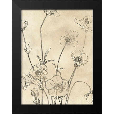 Vintage Wildflowers I Black Modern Wood Framed Art Print by Vess, June Erica