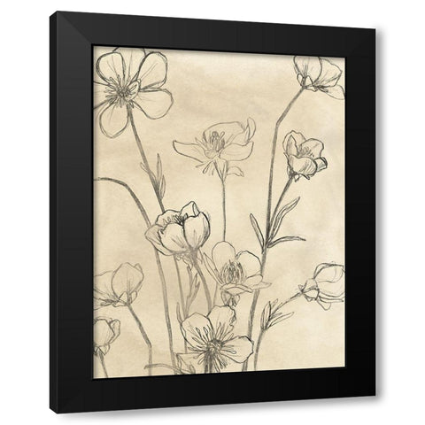 Vintage Wildflowers II Black Modern Wood Framed Art Print by Vess, June Erica