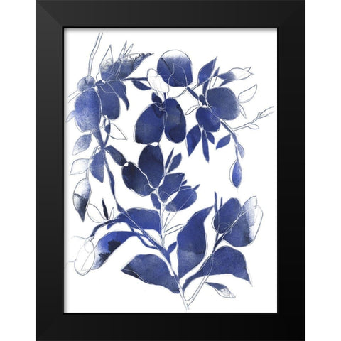 Indigo Branch I Black Modern Wood Framed Art Print by Vess, June Erica