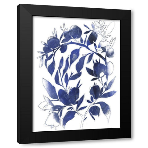 Indigo Branch II Black Modern Wood Framed Art Print by Vess, June Erica