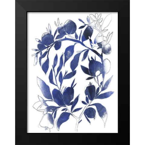 Indigo Branch II Black Modern Wood Framed Art Print by Vess, June Erica