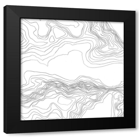 Topography Contour I Black Modern Wood Framed Art Print by Vess, June Erica