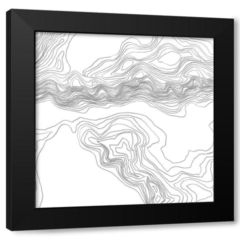 Topography Contour II Black Modern Wood Framed Art Print by Vess, June Erica