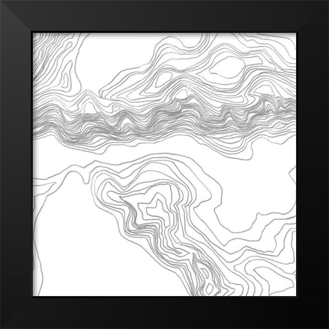 Topography Contour II Black Modern Wood Framed Art Print by Vess, June Erica