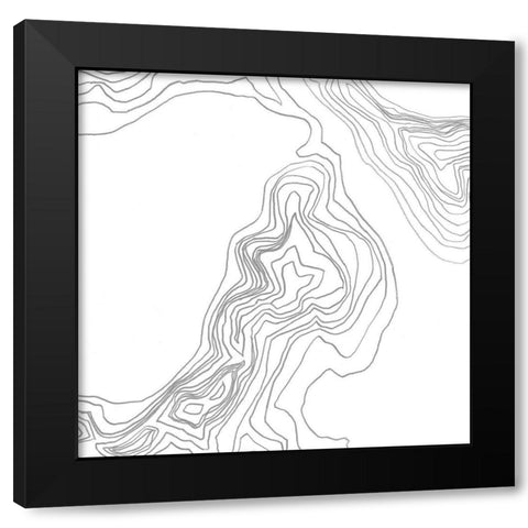 Topography Contour III Black Modern Wood Framed Art Print by Vess, June Erica