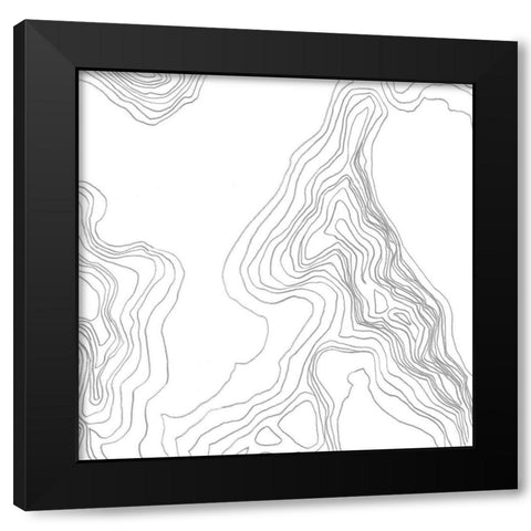 Topography Contour IV Black Modern Wood Framed Art Print with Double Matting by Vess, June Erica