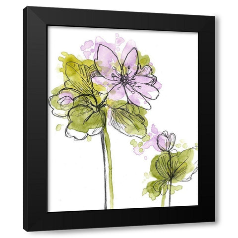 Spring Contours II Black Modern Wood Framed Art Print with Double Matting by Vess, June Erica