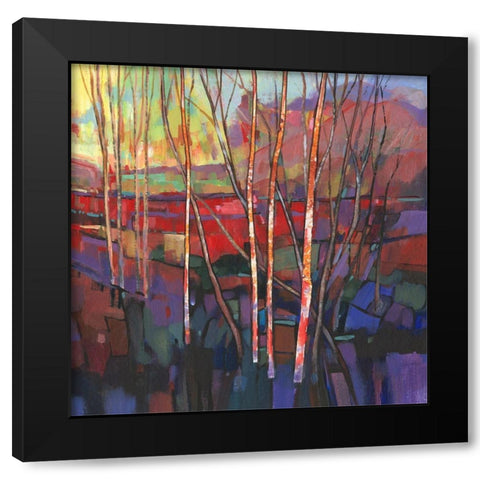 Patchwork Trees I Black Modern Wood Framed Art Print with Double Matting by OToole, Tim