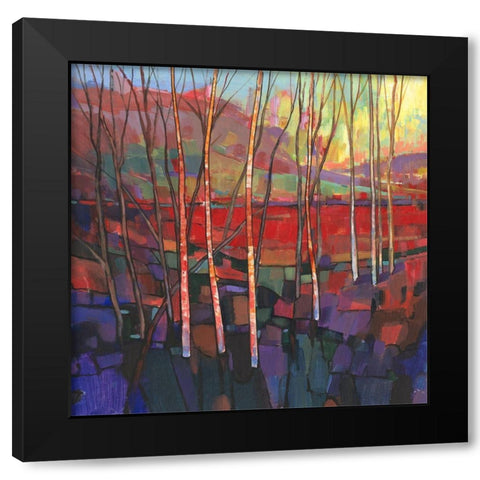 Patchwork Trees II Black Modern Wood Framed Art Print with Double Matting by OToole, Tim