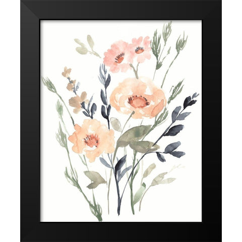 Peach and Paynes Bouquet I Black Modern Wood Framed Art Print by Goldberger, Jennifer