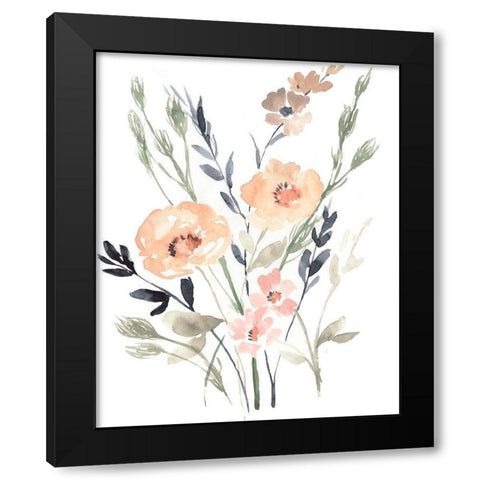 Peach and Paynes Bouquet II Black Modern Wood Framed Art Print with Double Matting by Goldberger, Jennifer