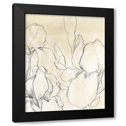 Iris Garden Sketch I Black Modern Wood Framed Art Print by Vess, June Erica